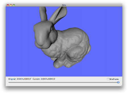 QVis screenshot showing a high-resolution 3D bunny model